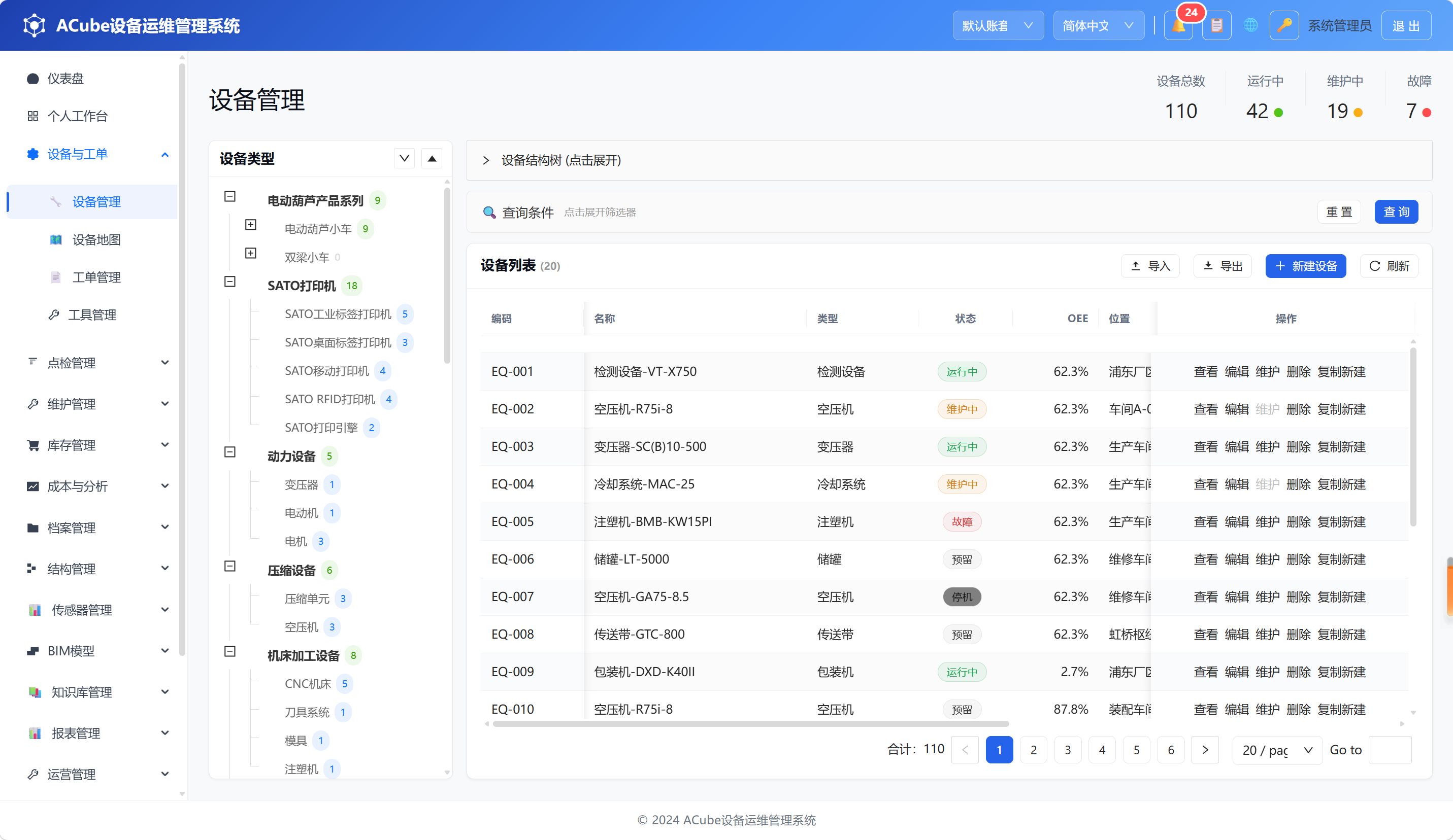 PC端设备管理-列表
