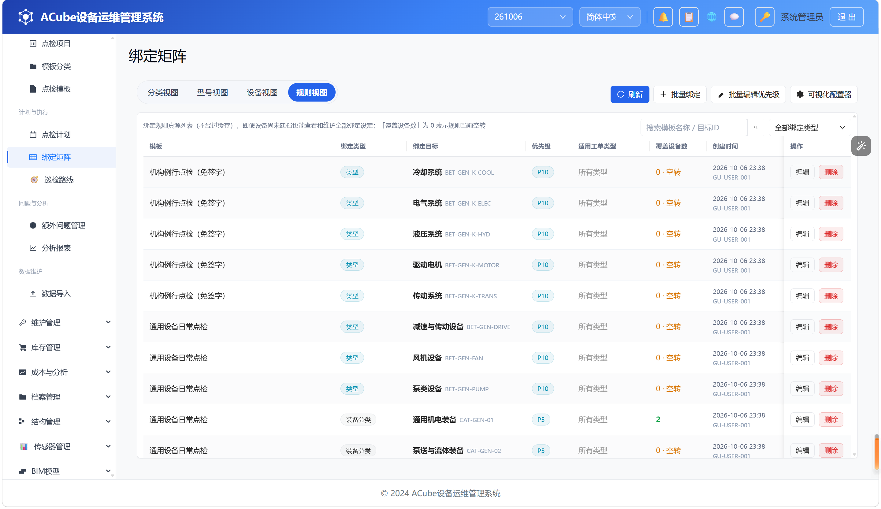 PC端绑定矩阵-规则视图