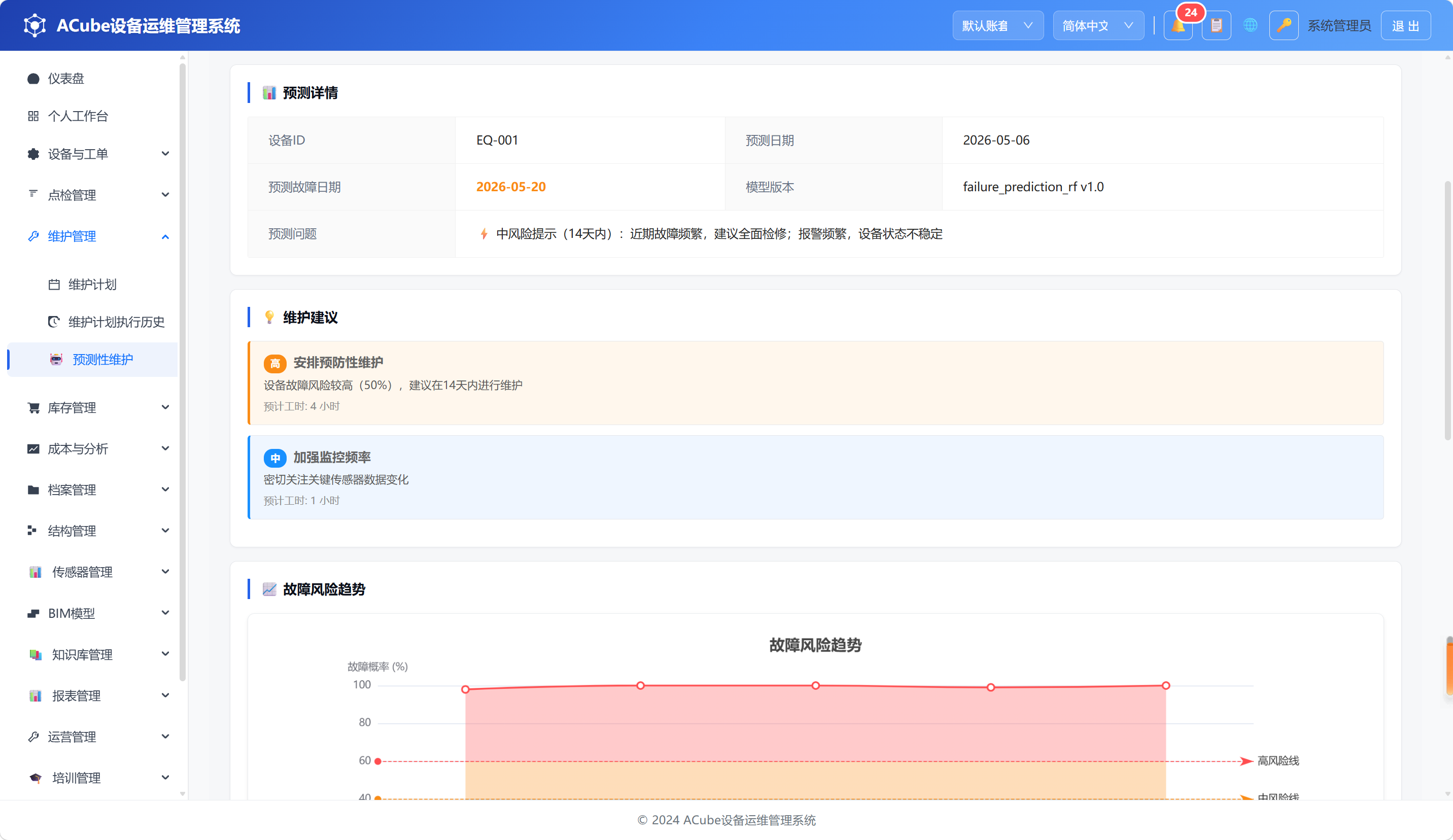 PC端预测性维护-风险概览